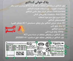  جدول انتخاب کنتاکتور